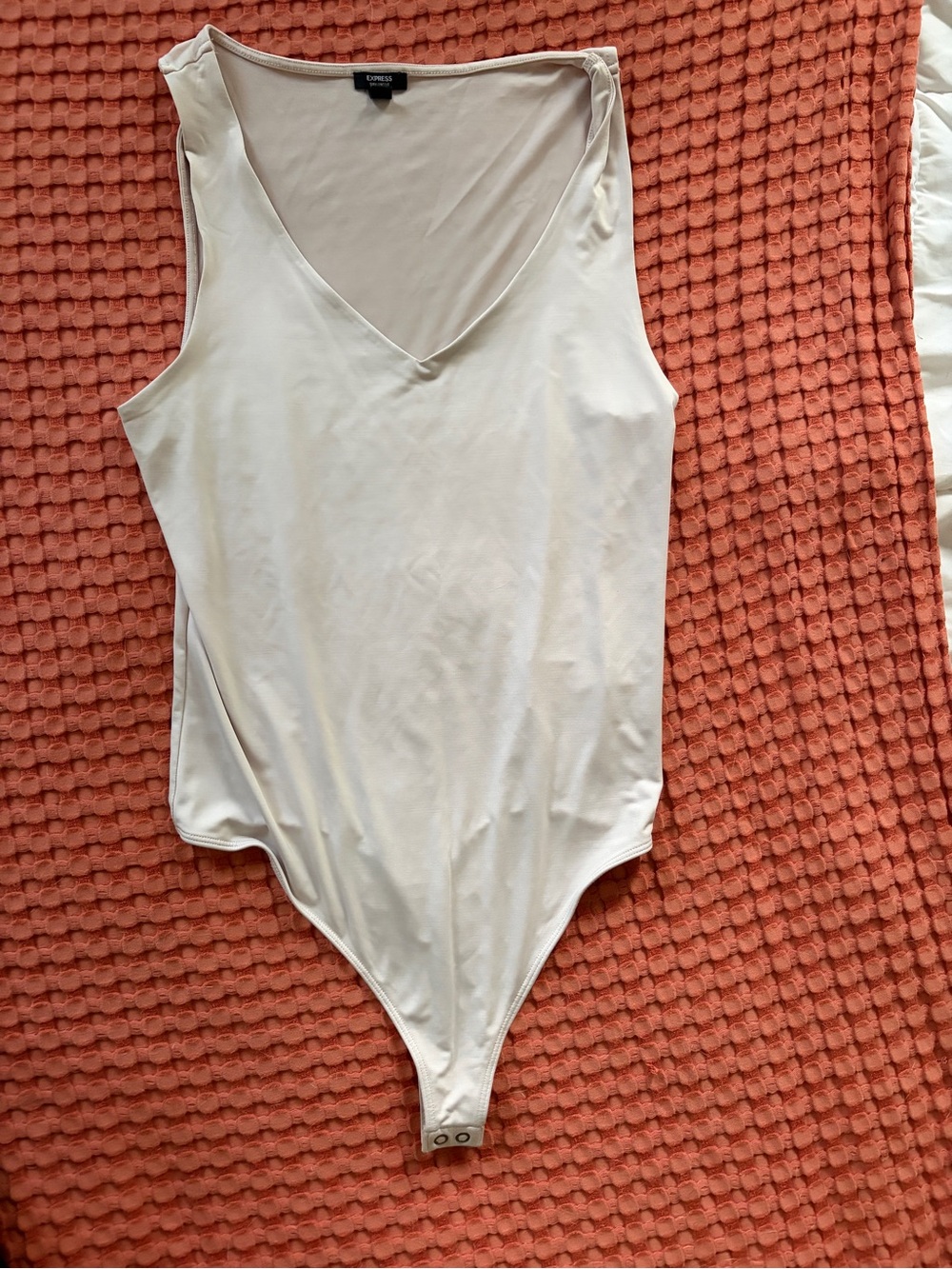 Express Cream V-Neck Sleeveless Bodysuit